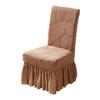 Jacquard Dining Chair Cover Elastic Chair Slipcover with Long Ruffled Skirt Stretchy Chair Cover for Dining Room Wedding Banquet Decor