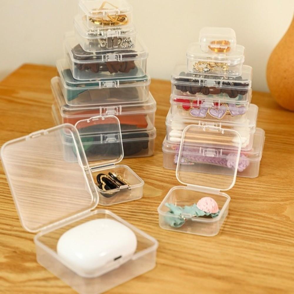 Rectangle Plastic Jewelry Case Mini Sewing Storage Box Hair Clips Boxes Jewelry Storage