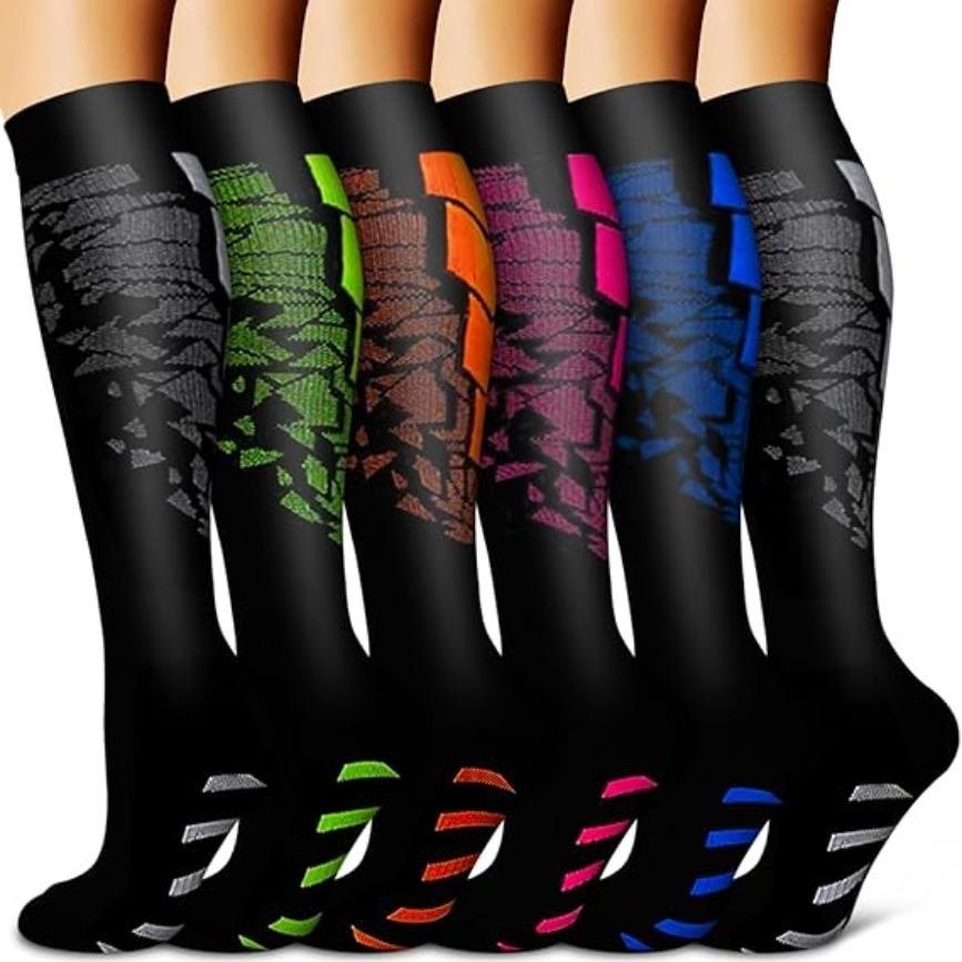 6 Pairs of Sports Pressure Socks Female High Elastic Stockings Compression Socks Shaping Leg Socks Calf Socks