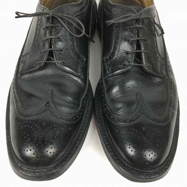 1973/ 70s Vintage FLORSHEIM Imperial Kenmoor Long Wingtip Black Size 10C 26.527.5(USED)