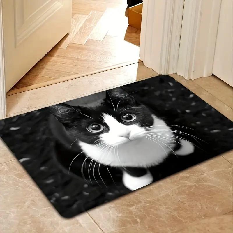 Деревянная 2D дверь с четырьмя выпирающими котами, мягкая подкладка, мультяшный кот, прихожая, коврик для ванной, кухни, противоскользящий коврик