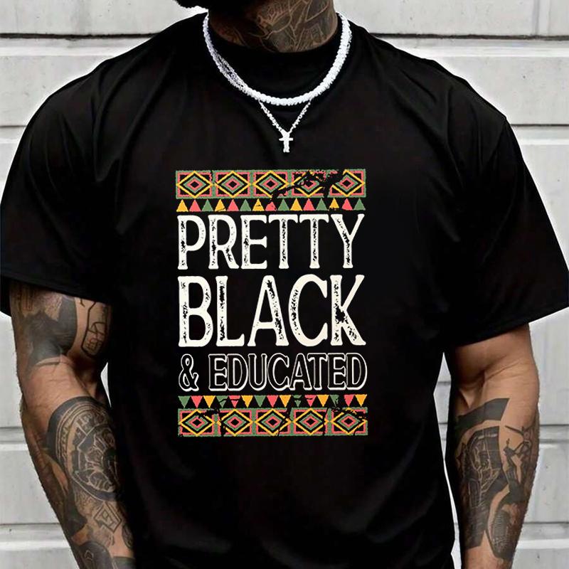 Pretty Black Educated Creative Print T Shirt Summer Short-sleeved Casual Tee Men Women Streetwe