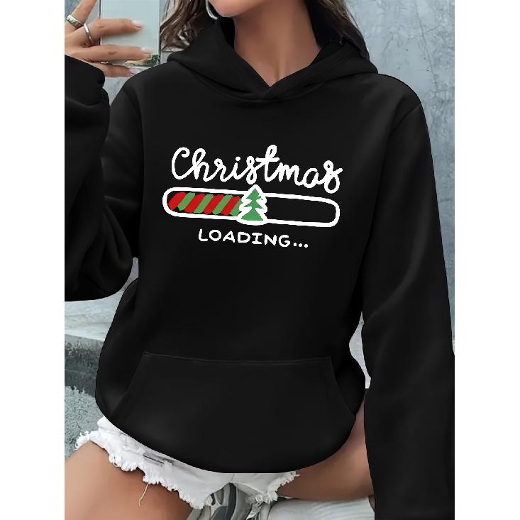 Christmas Tree Progress Bar Print Hooded Pullover Sweatshirt & Base Layer