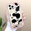 Cute Cow Pattern Phone Case for Iphone 15 14 13 12 11 Samsung Galaxy A52 Xiaomi Redmi 14 13C Cream Texture Casing Wavy Edge Soft Cover