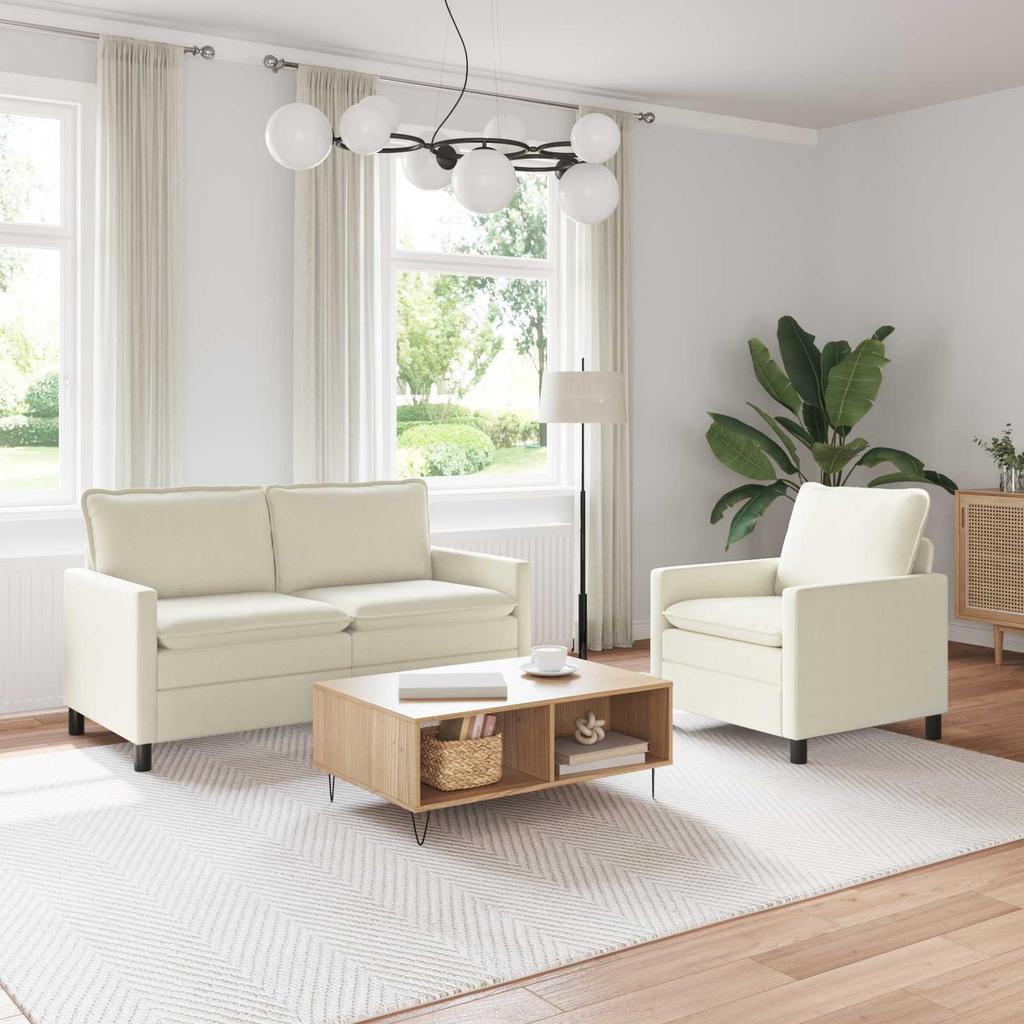 Sofa Set 2 pcs Cream Fabric
