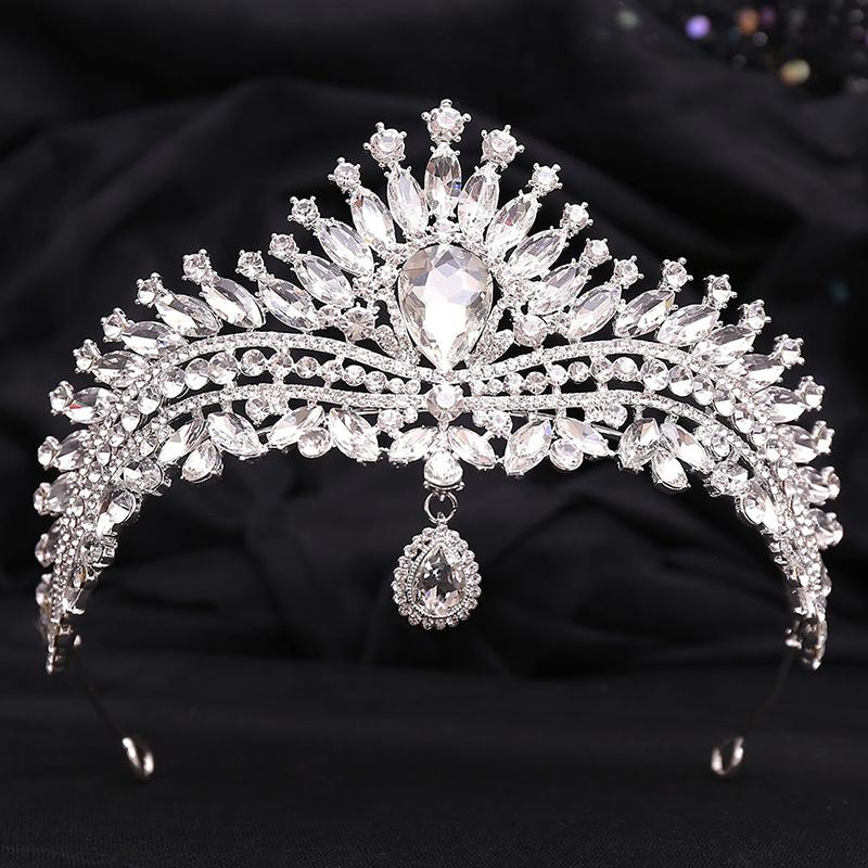 Luxury Queen Crystal Headwear Tiaras and Crowns Bridal Diadem Wedding Crown Girls Party Hair Jewelry Accessories