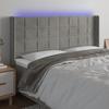 LED Headboard Light Grey 203 x 16 x 118 128 cm Velvet