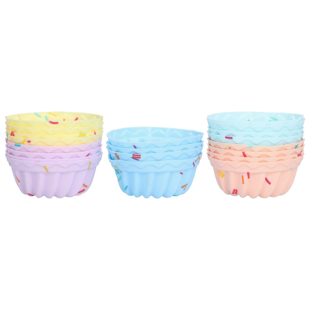 20Pcs Small Cake Cup Baking Mold Reusable Easy Clean Silicone Mini Cupcake HoldersThread Set