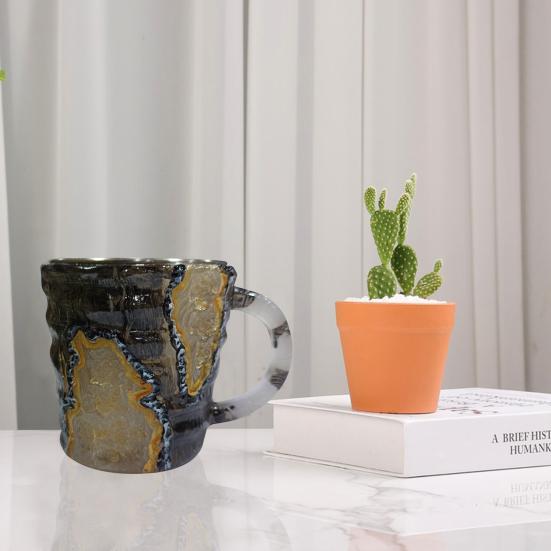 Кофейные кружки, искусственный хрусталь, минеральная кофейная кружка, 11 унций, смоляная чайная кружка для домашнего офиса, термокружка для питья из искусственного хрусталя, подарок для любителей кофе