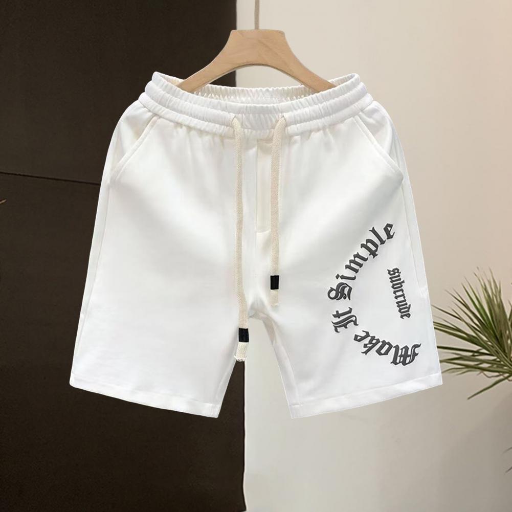 Мужские летние короткие брюки izable Fit На шнурке Эластичная талия Повседневные Широкие короткие штаны Принт с буквами Спортивные короткие брюки