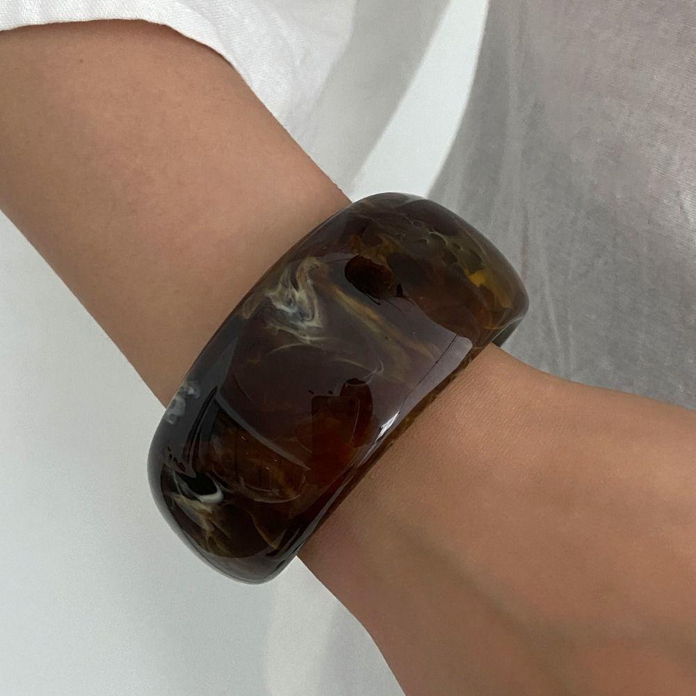 Irregular Resin Bangle Gold Exaggerated Bracelet Creative Wide Bangle Decoration