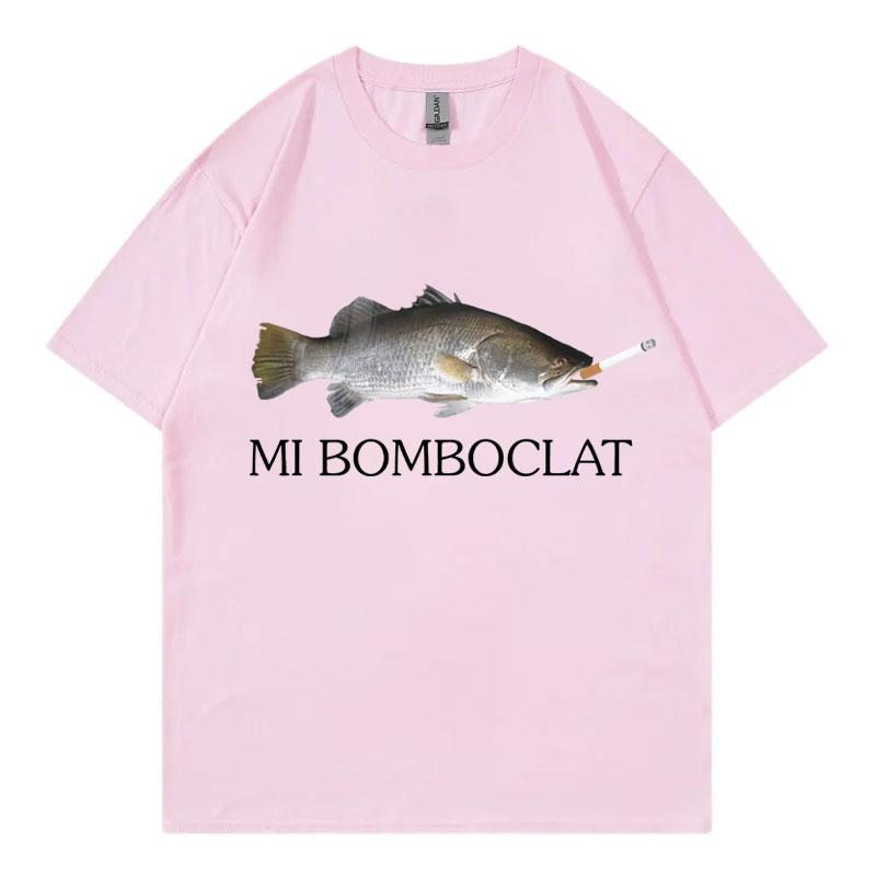 Funny Bomboclat Fish Meme Tshirt High Street Fashion Trend Y2k Short Sleeve Tshirts Unisex Unisex Harajuku Vintage Style T Shirts