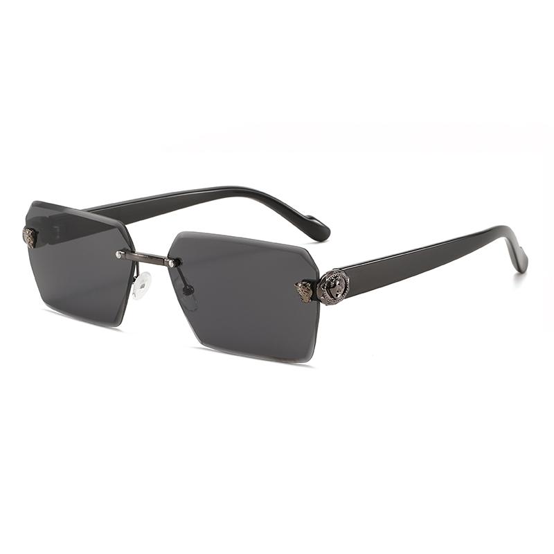 Photochromic Sunglasses Men Women Rimless Square Sun Glasses Leopard Head Metal Frame UV Protection Outdoor Sunscreen Eyewear
