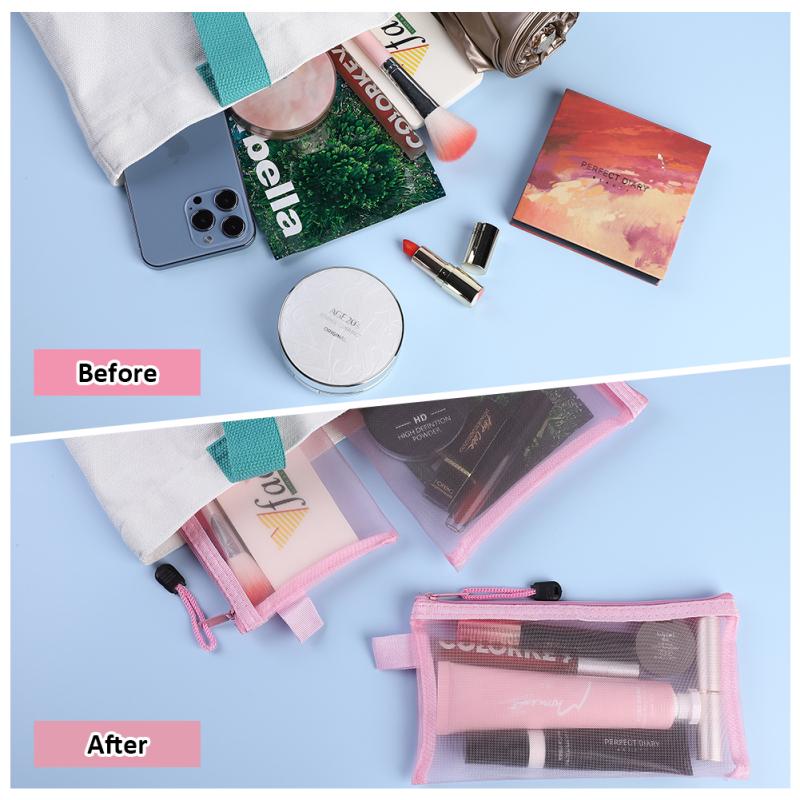 10 шт., прозрачная сетчатая косметичка для макияжа, многофункциональная сумка-органайзер на молнии (5 цветов
