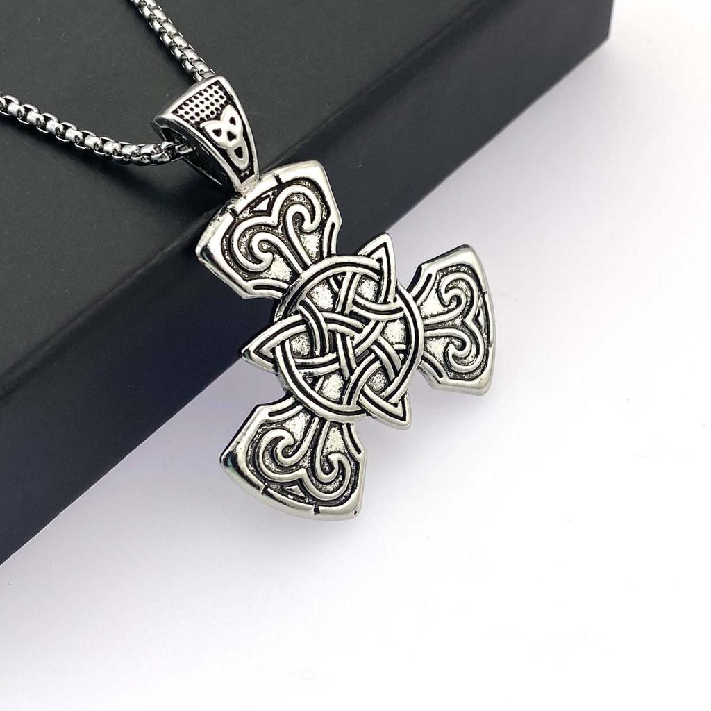 Винтажное ожерелье в скандинавском стиле, культура узлов встречается с золотым кулоном, титановая сталь, цепочка для свитера, аксессуары