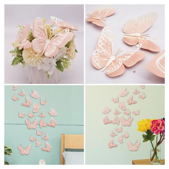 20 Pcs 2 Layers Wing Butterfly Wall Decor Self-Adhesive 3D Hollow Butterfly Stickers for Home Bedroom Cake Baby Shower Birthday Party Decoration