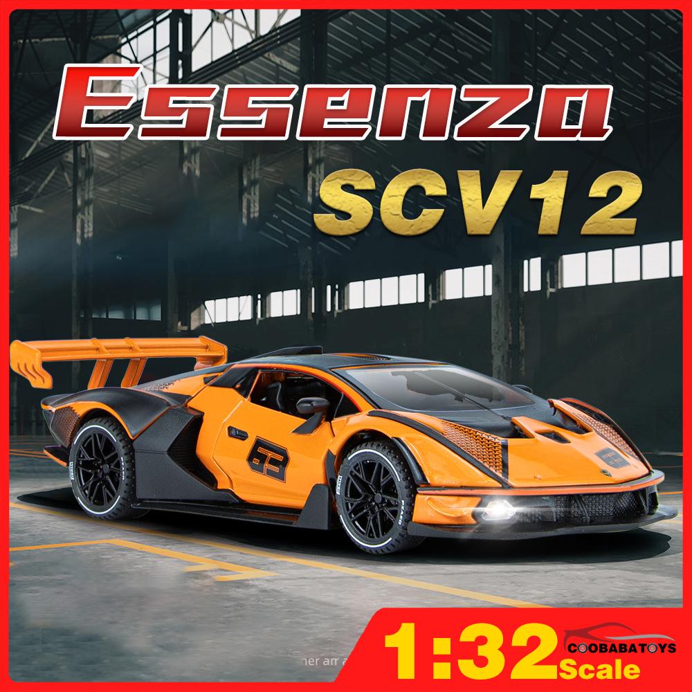 1:32 масштаба Lambos Essenza SCV12, модель спортивного автомобиля из сплава, литая под давлением модель автомобиля из цинкового сплава со звуком и светом, подарки для детей