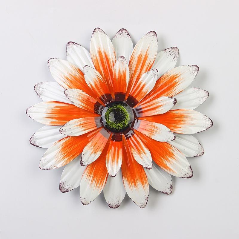 Металлический цветок, 2-слойный настенный декор, ромашка, цветок, художественная скульптура, подвесные украшения, современные для сада, двора, дома, на открытом воздухе, в помещении, 1 шт.