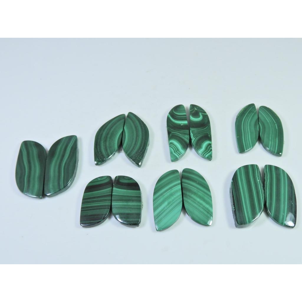 Натуральный Малахит Пара Кабошонов Фантазийная Форма Россыпной Самоцвет 07 Пара Партия C-872