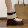 Маленькие летние женские ботинки на толстой подошве с открытым носком в римском стиле, новые сандалии-маффины с открытым носком, лето 2025