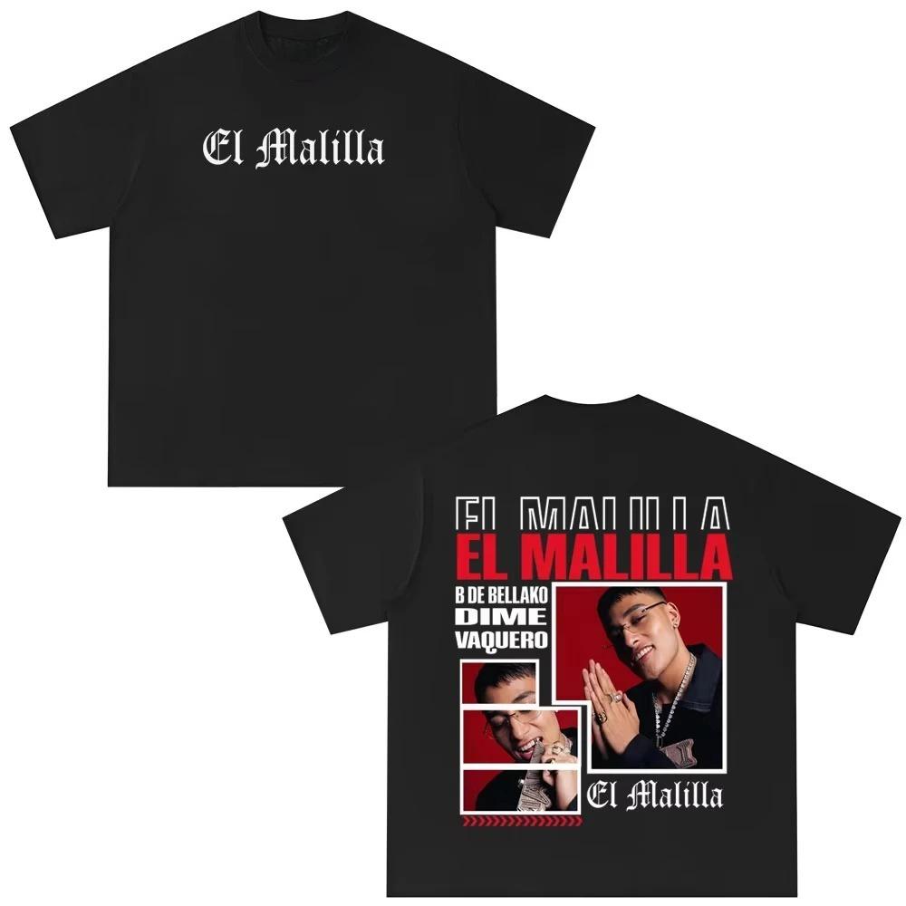 Unisex Women Hip-hop Casual T-shirts Singer El Malilla Album Print T-shirt Summer Short-sleeved Relaxed Casual Gothic Punk T-shirt