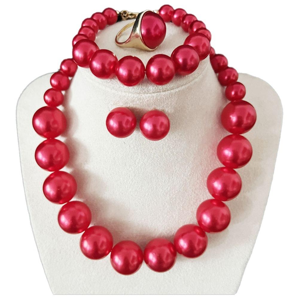 Light Luxury Necklace Bracelet Earring Ring Sets Vintage Style French Pearl Necklace Holiday Gifts
