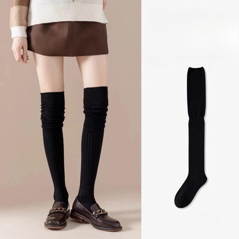 Гольфы тонкие длинные наборные носки женские высокие однотонные носки в стиле пэчворк высокоэластичные чулки