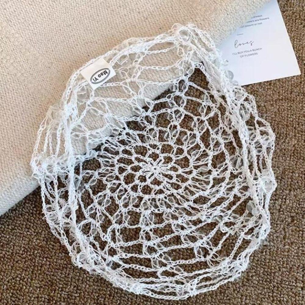 Handmade Chain Beaded Hats Punk Y2K Tassel Hollow out Cap New Versatile Beanies Head Cover