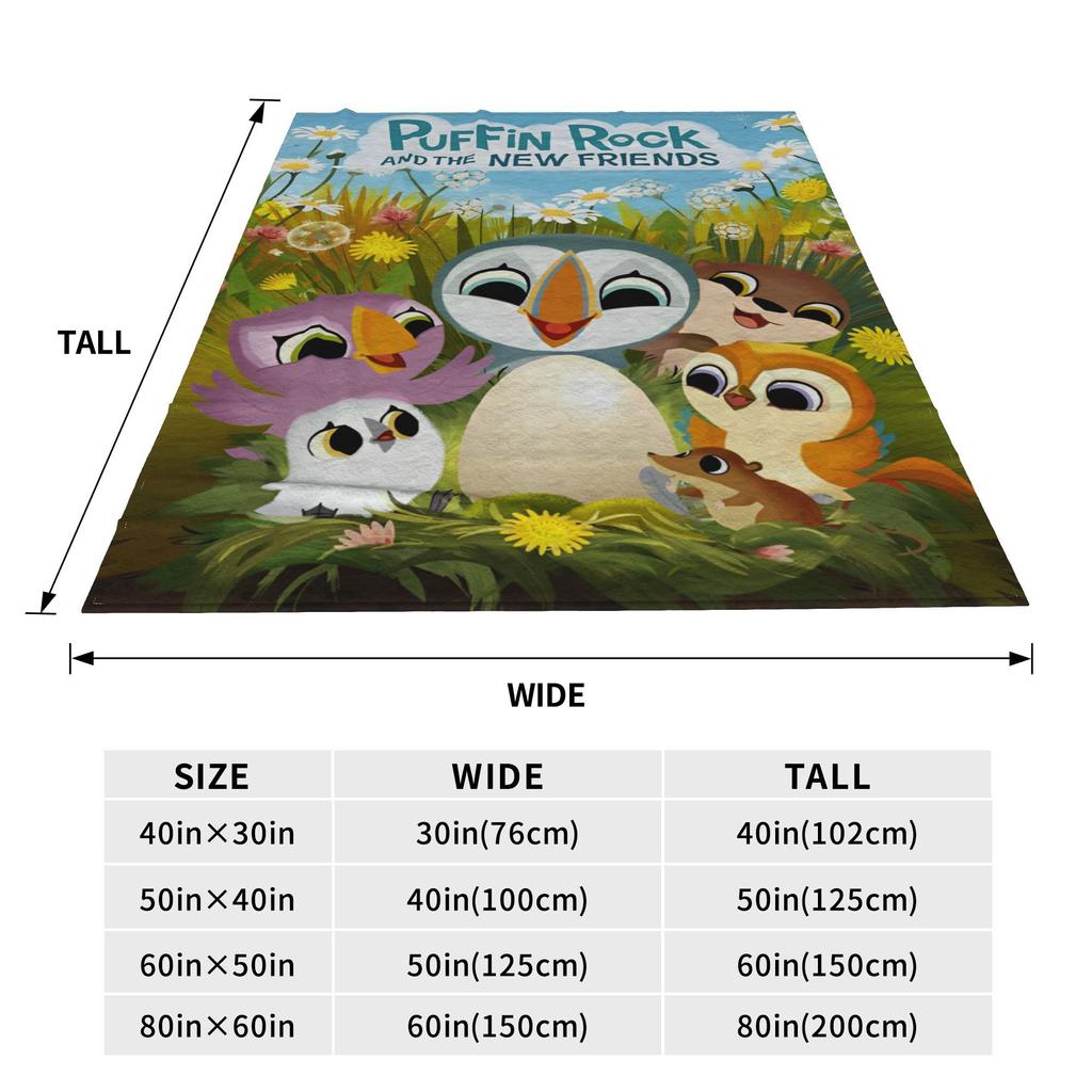 Puffin Rock and the New Friends Cartoon Anime Blanket Multi-size Warm Cozy Fluffy  Throw Blankets for Sofa Couch and Bed