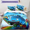3pcs Tayo The Little Bus3 Design Cover Set - HD Printed Bedding with 1 Cover and 2 Pillowcases - Perfect for Home and Dorm Decor