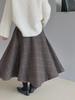 Jiangzuo 3D Cut Retro Wool Plaid Skirt 6167