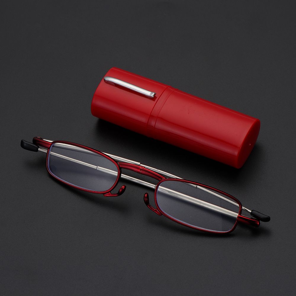 Eyeglasses with Tube Case Foldable Reading Glasses Computer Reading Eyeglasses Easy Carry