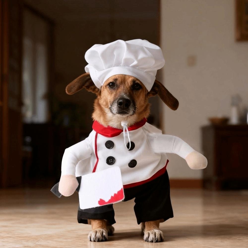 Comfortable Pet Funny Chef Costume Adjustable Pet Cook Outfit Cat Party Dressed Up Festival