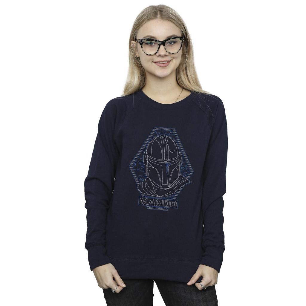 Star Wars Womens/Ladies The Mandalorian Outline Helm Diamond Sweatshirt