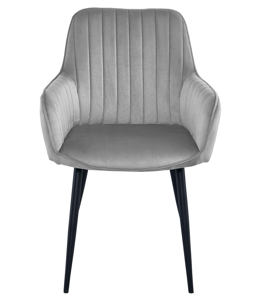 SOLDEN chair - silver-gray velvet / black legs x 2