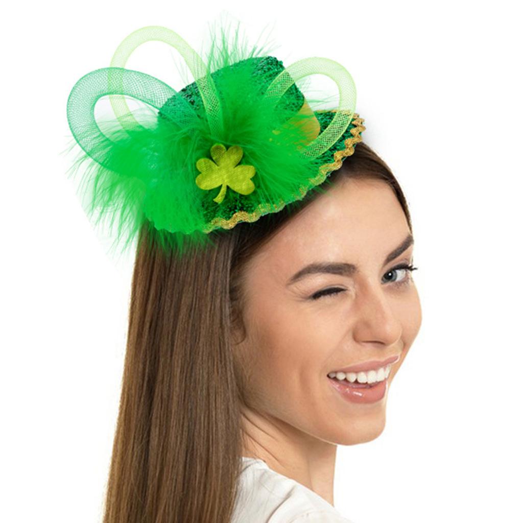 StPatrick Festival Celebration Headband Party Sequins Mini Green Hat Hair Hoop Shamrock Headbands Irish Hair Accessories