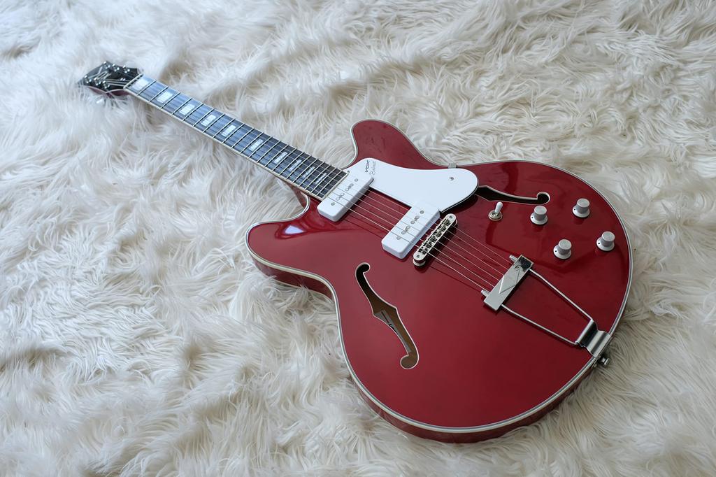 VOX Electric Guitar Equipped with 2 Soap Bar PU Bobcat V90 Cherry Red Semi-Hollow