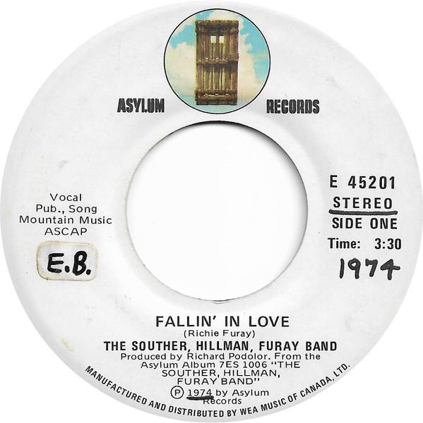 7-дюймовая пластинка SOUTHERHILLMANFURAY BAND Fallin In Love E45201 Asylum Records 1974 Канада Рок Б/у