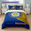 Leeds United Custom Name Text Bedding Set 1 Duvet Cover+2 Pillowcases Soccer Logo Personalized Gift For Special Occasion Bedroom Decor