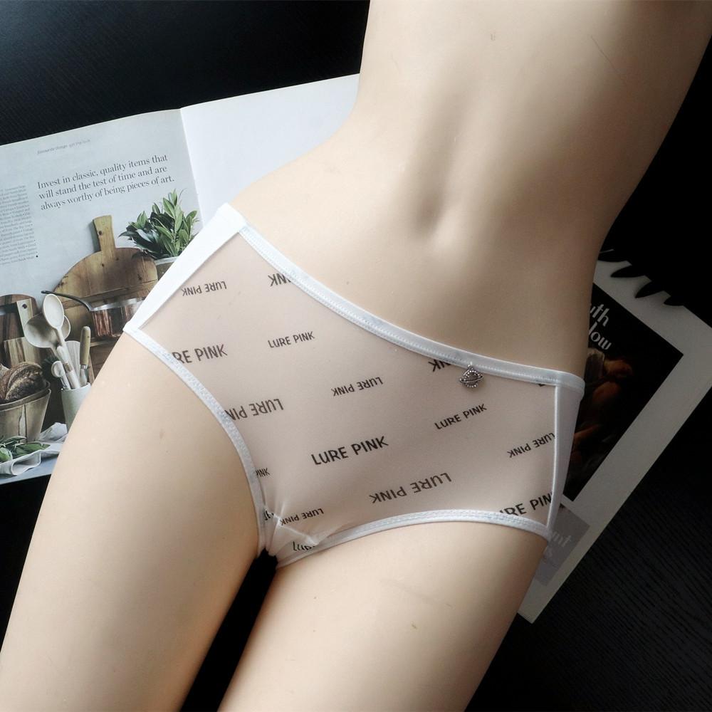 Letter-printed Girls Sexy Breathable Mesh Panties Women's Underwear Mid-waist Air Drying Briefs for Women