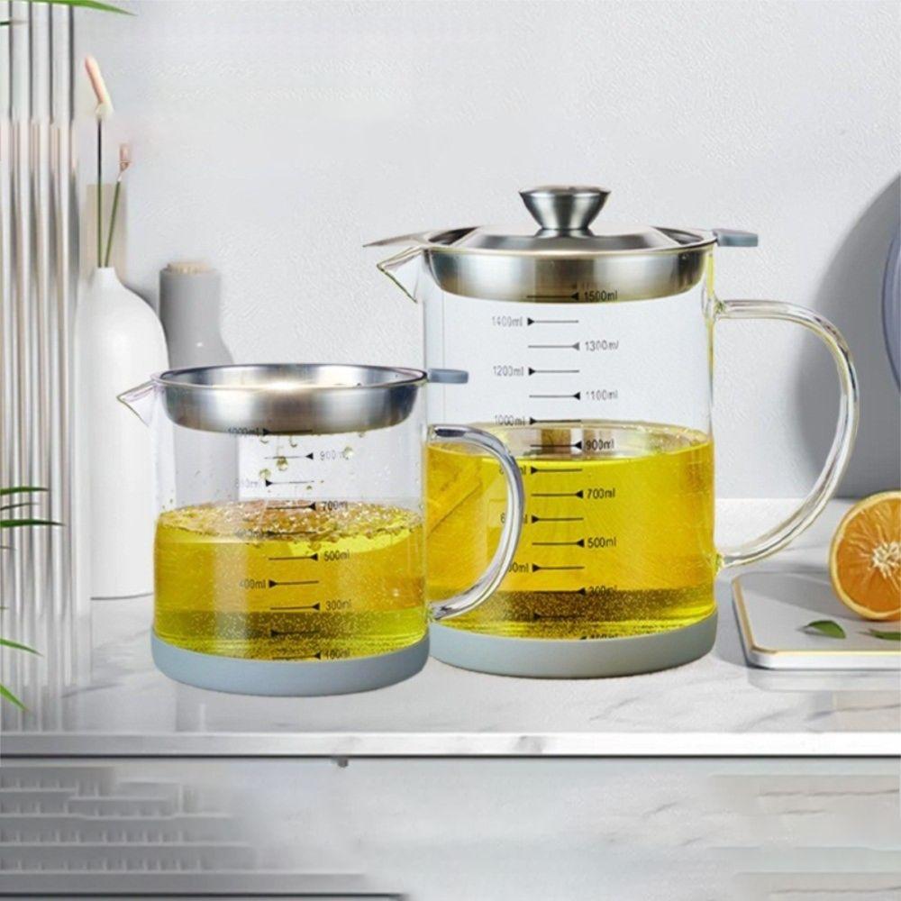 with Scale Oil Filter Container Fine Mesh Oil Filtration Can Kitchen Use
