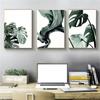 Зеленая картина Монстера с листьями эвкалипта, настенное искусство, холст, картина, скандинавский постер, чернильная ладонь для гостиной, спальни, домашний декор