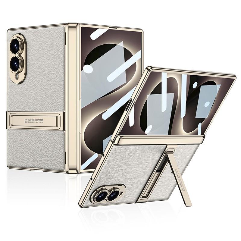 Magnetic Hinge Leather-Feel PC Case With Kickstand Galaxy Z Fold8 - Shockproof Protective Cover