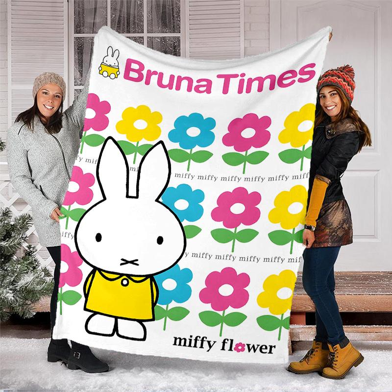 1pc Miffy3 Theme Blanket - Digital Print, Polyester, Cozy for All Seasons, Perfect for Outdoor, Camping, and Travel