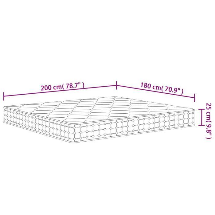 VidaXL Matelas à ressorts ensachés dureté moyenne 180x200 cm 3206420