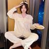 Фланелевая женская пижама, осенне-зимняя пижама, ретро-стиль, бархатная пижама, женская теплая пижама, женская пижама из 2 предметов, домашняя одежда