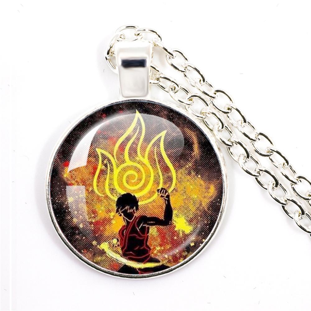 Anime The Last Airbender Fire And Water Tribe Elements Of Water Earth Fire And Air Dome Glass Cabochon Necklace Gift
