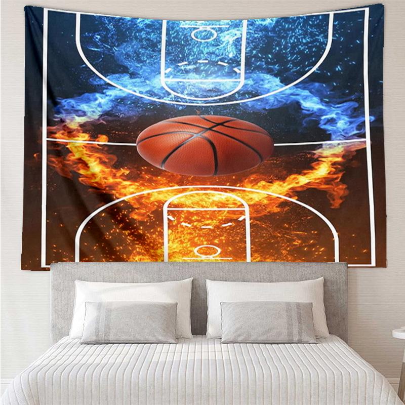 1PC Basketball On Fire And Ice K-pop music group Tapestry Accessories for Bedroom,Livingroom, dormitory Room Wall Decor Fan Birthday Gifts