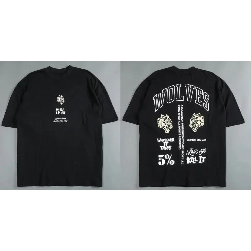 Darc Sport Wolves Gym T Shirts Oversized Workout Fitness Darcsport Men's Clothing Graphic DTG Print Darcs Sport Wolf T-shirts
