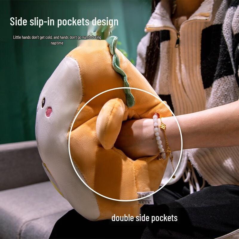 Плюшевая подушка-плед Капибара Утка 2-в-1 с грелкой для рук